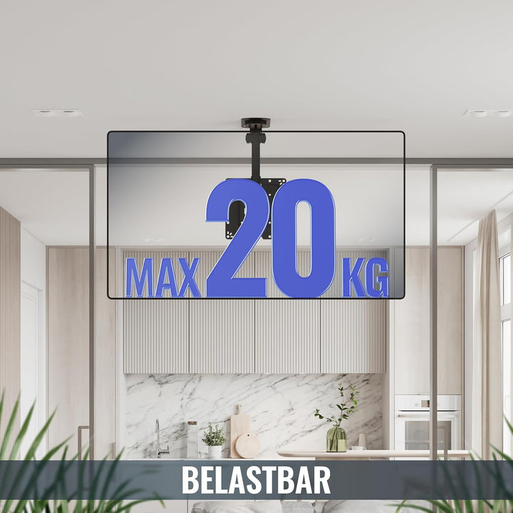 RICOO Monitor und TV Deckenhalterung für Fernseher 19-43 Zoll, Klappbar, Schwenkbar Höhenverstellbar
