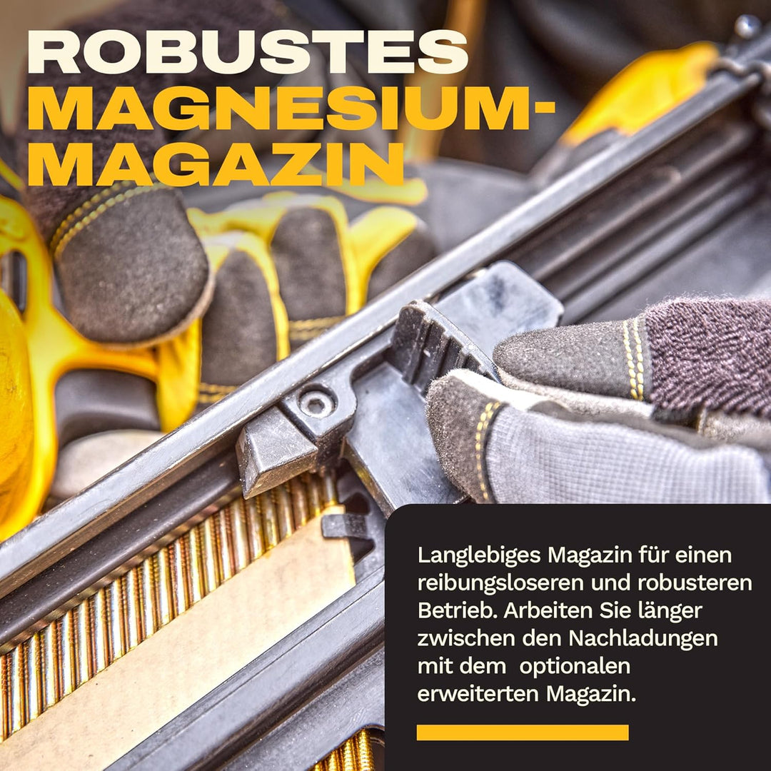DEWALT 18V XR Akku-Nagler (90mm, bürstenloser Motor, für Ringschaft-Nägel bis 2,8mm, Einzelauslösung