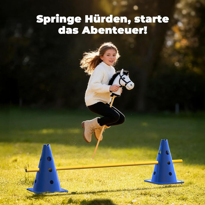GHB Steckhürdenset 12 Kegel 18 Stangen, Agility Hürden Set Hunde, Fussball Trainingszubehör für Koor