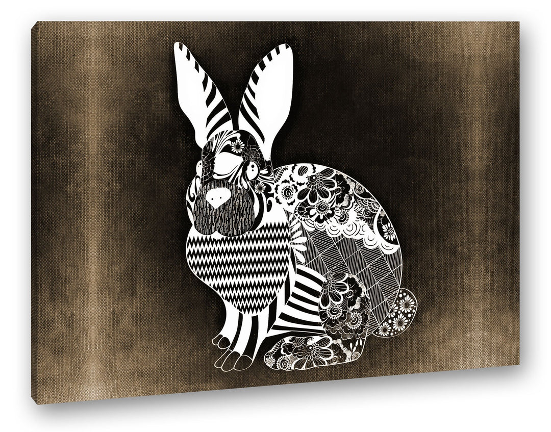deyoli Abstrakter Hase Format: 80x60 Effekt: Sepia als Leinwandbild, Motiv fertig gerahmt auf Echtho