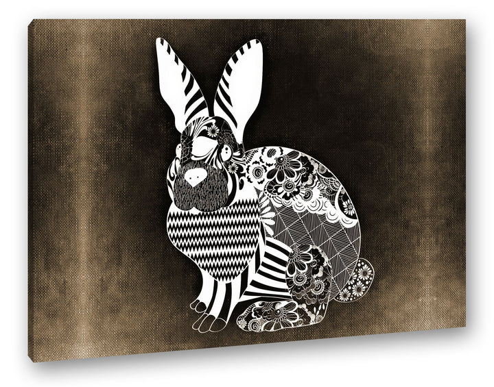 deyoli Abstrakter Hase Format: 80x60 Effekt: Sepia als Leinwandbild, Motiv fertig gerahmt auf Echtho