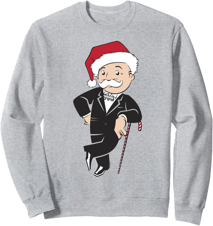 Monopoly Christmas Rich Uncle Pennybags Santa Hat Portrait Sweatshirt