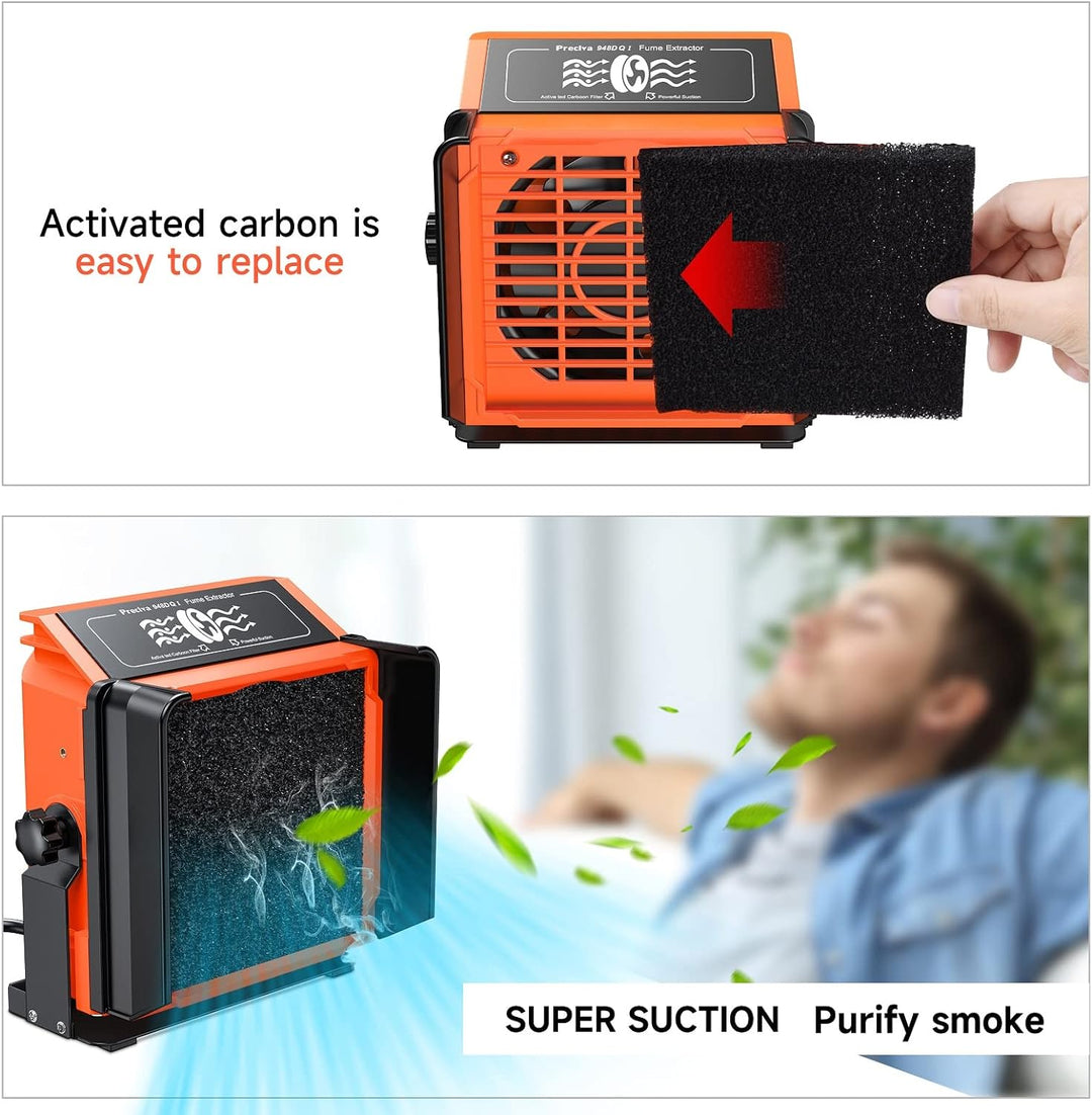 Lötdampfabsaugung, Preciva Lötrauchabsorber mit flexiblen Lötarmen Abzugsventilator Aktivkohlefilter