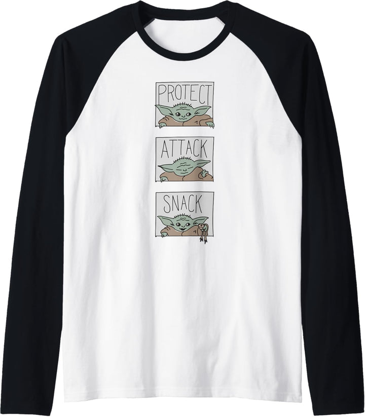 Star Wars The Mandalorian The Child Protect Attack Snack Raglan