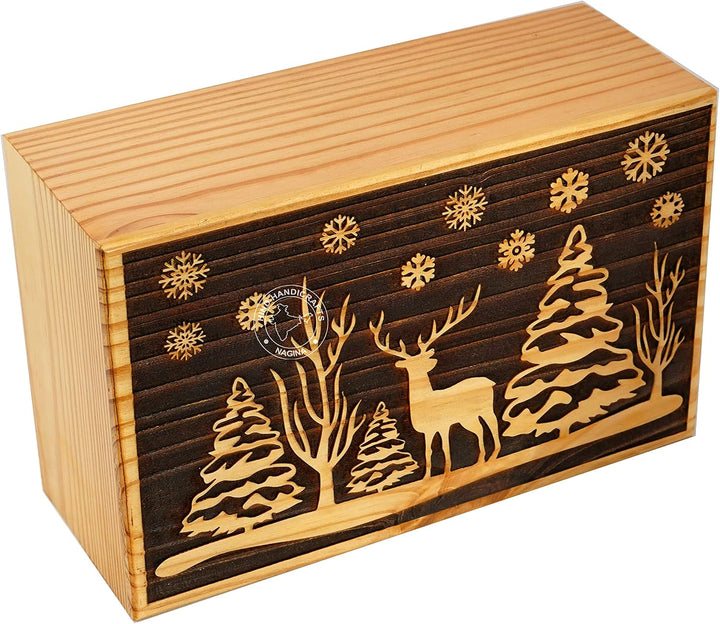 Handgefertigte Holzurne mit Weihnachtsbaum des Lebens, für menschliche Asche, Erwachsene, gross – Be