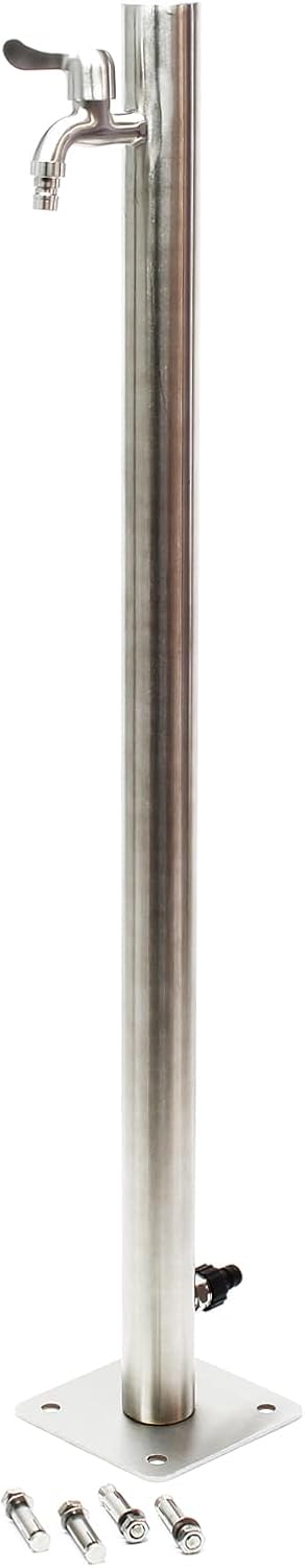 Naturewater Wasserzapfstelle Edelstahl 95,5cm, rund, Wasserhahn & Anschluss, UV- & frostbeständig