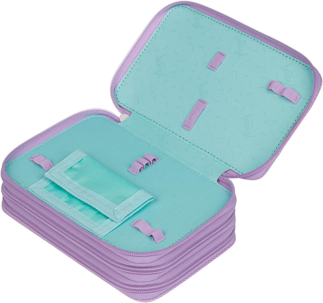 Baagl 3 Fach Federmäppchen Mädchen, Schulmäppchen für Schreibwaren, Schulsachen Federtasche, Federma