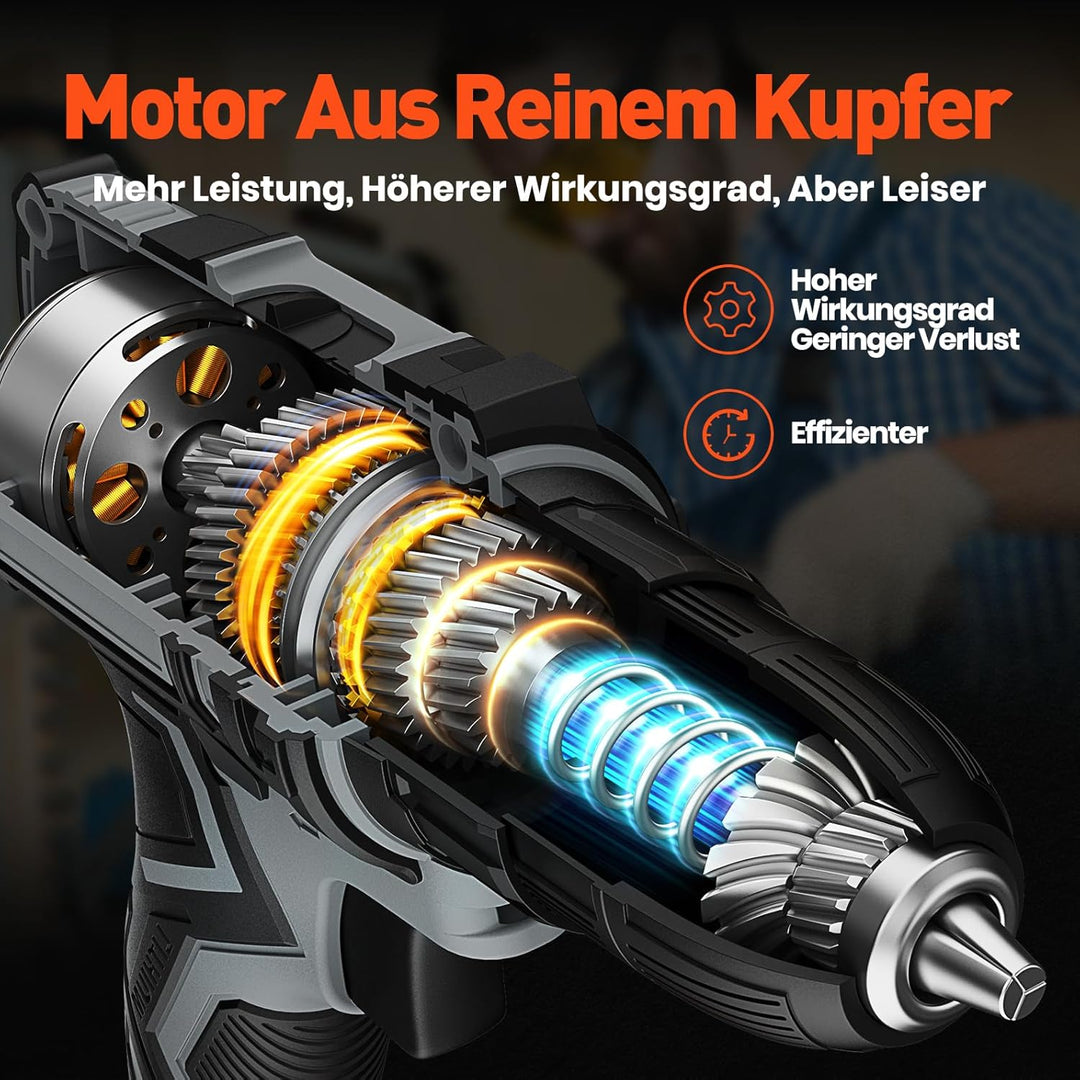 Akkuschrauber 20V, Akku Bohrschrauber Set, Akkubohrer mit 2000mAh Akkus und 25 Stück Zubehör, 42Nm D