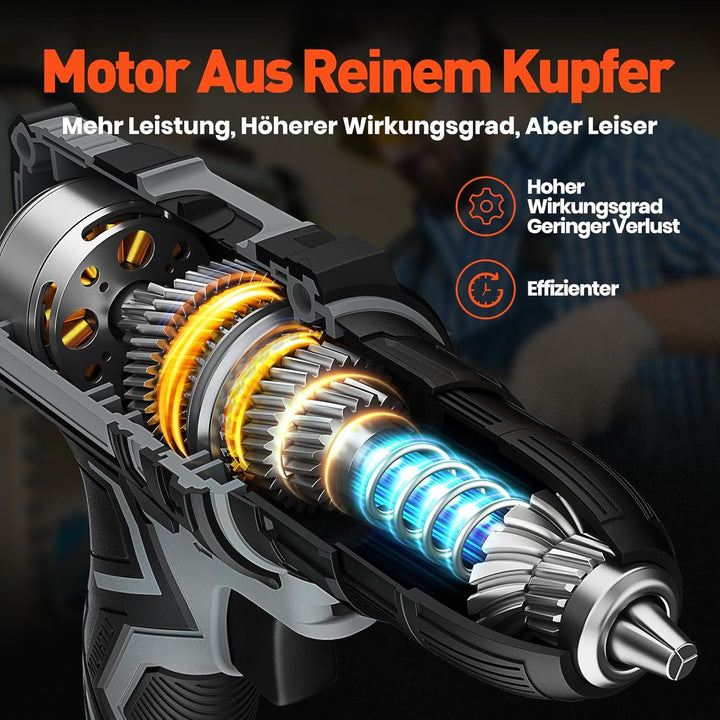Akkuschrauber 20V, Akku Bohrschrauber Set, Akkubohrer mit 2000mAh Akkus und 25 Stück Zubehör, 42Nm D