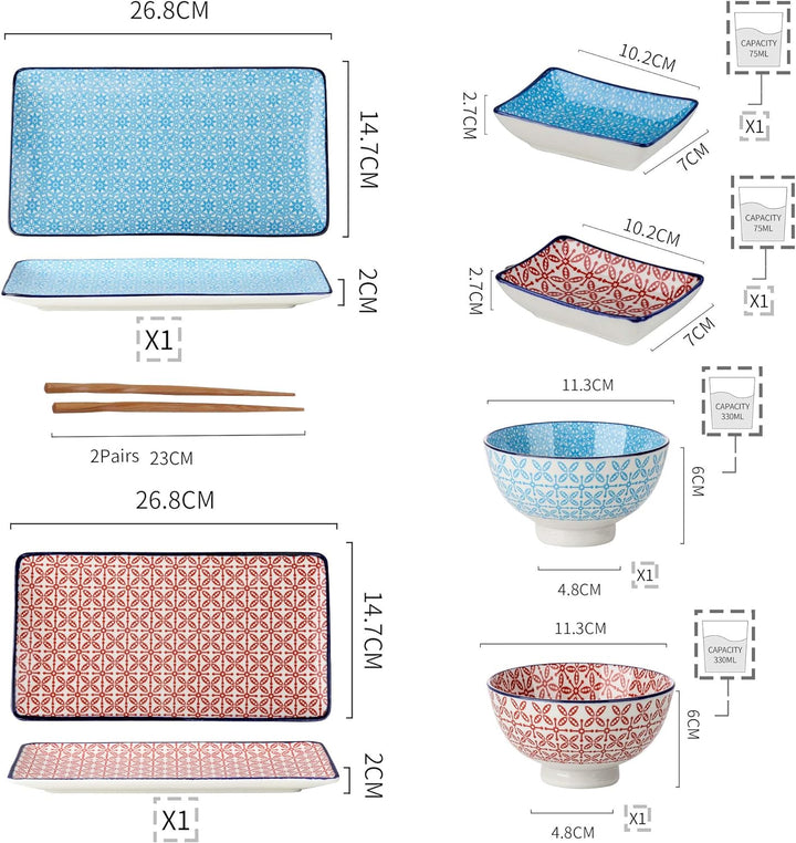 Geschirr sushi Set, vancasso MACARON japanische Ess Service aus Porzellan, 8-teilig Geschirr-Set für