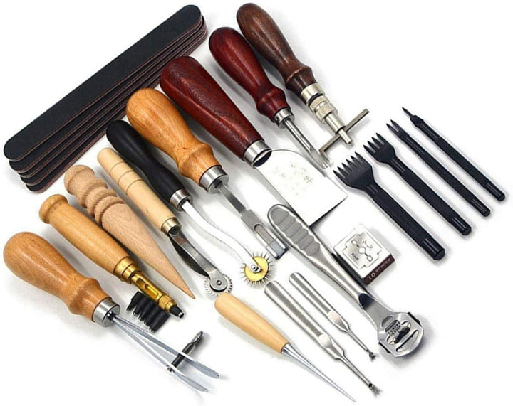 Lederhandwerkswerkzeug-Set, Lederwerkzeug-Sets, Perfekt Zum Nähen Stanzen Schneiden Nähen Lederhandw