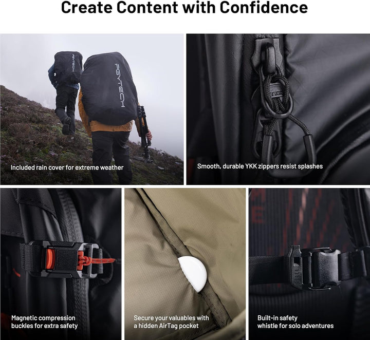 PGYTECH OnePro Focux 35L Rucksack Wasserdicht, Kamerarucksack für DSLR/SLR/Spiegellose Kameras/Objek