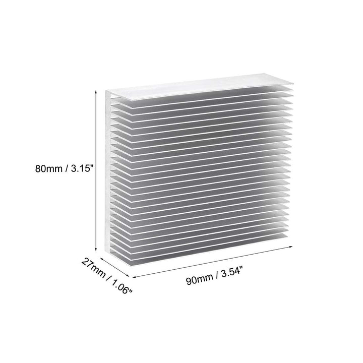 sourcing map Parallele Kerben Kühlkörper für LED und Netzteil 90 x 80 x 27 mm Silber 90x80x27mm, 90x