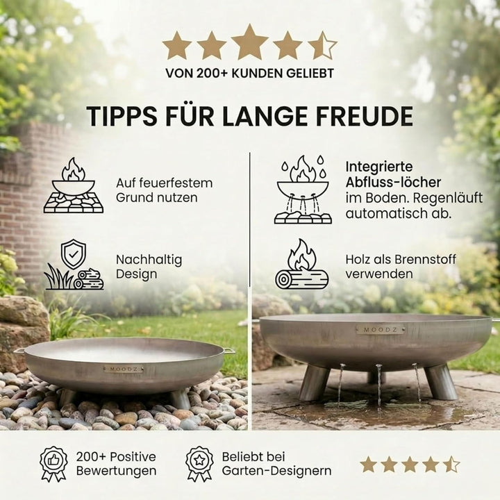 Feuerschale 80 cm Edelstahl - Feuerschalen für den Garten - Feuerstelle Outdoor & Feuertonne - Feuer