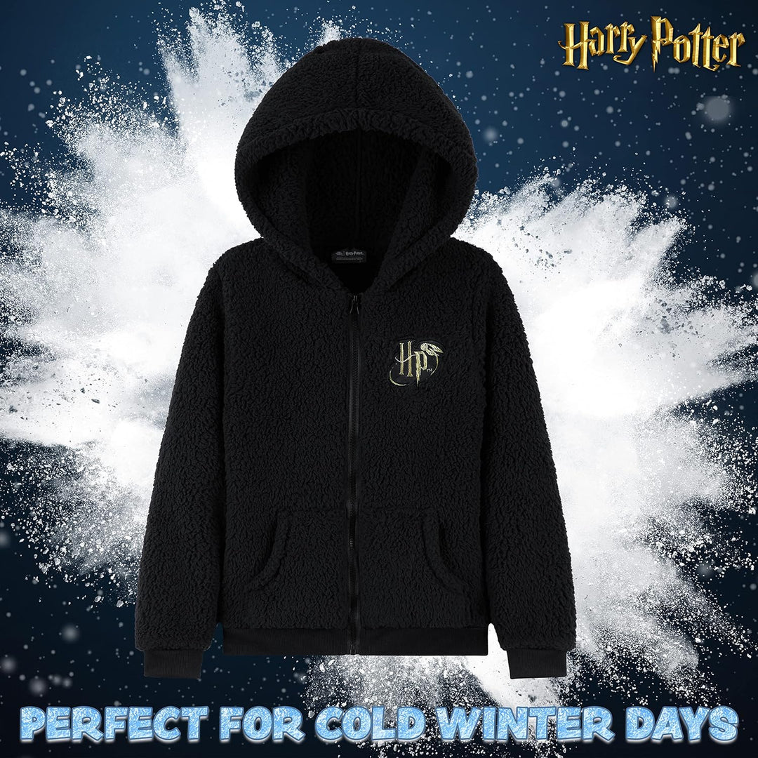 Harry Potter Kapuzenpullover Kinder Teddy Fleece Hoodie Teenager 11-12 Jahre Schwarz Hp Kinder, 11-1