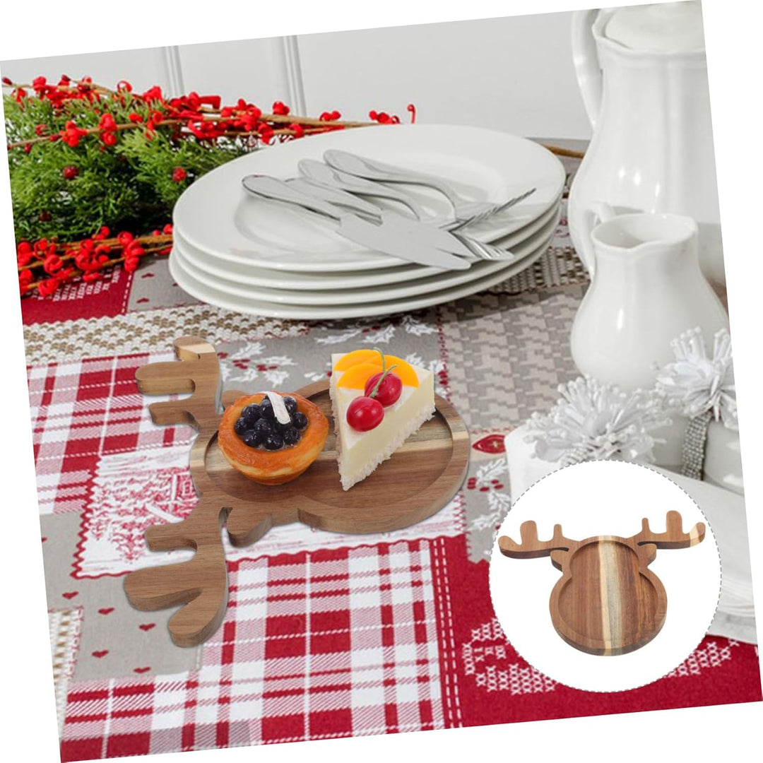 Cabilock Holz Servierplatte Mit Hirschmotiv Speiseteller Aus Holz Weihnachtsbonbonschale Serviertabl