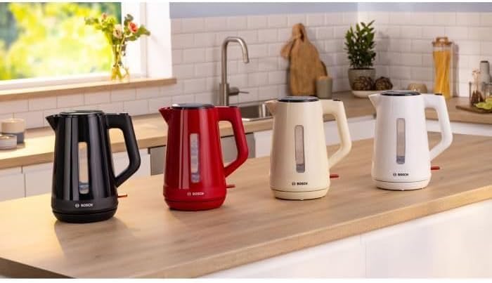 BOSCH Wasserkocher TWK1M124, Rot, Kunststoff, 2400 W, 1,7 l