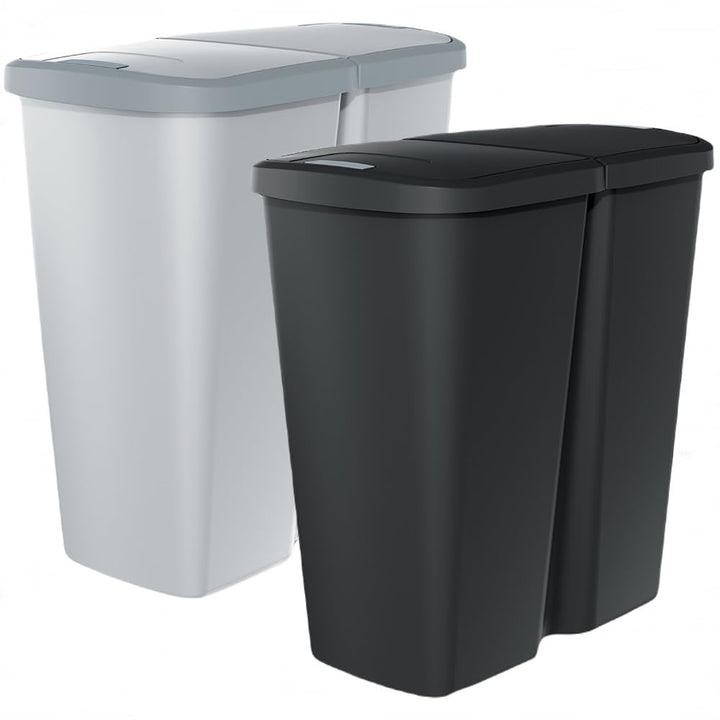Duo Mülleimer Müllbehälter Abfalleimer Biomülleimer Doppeleimer 2 Kammer Müllsammler Mülltrenner 50L