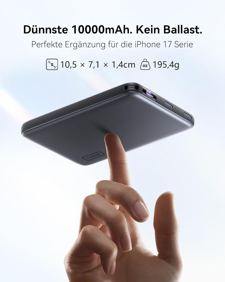 INIU for MagSafe Powerbank, Schlankstes 25W Qi2.2 10000mAh Magnetisches Ladegerät, 45W PD Schnelllad