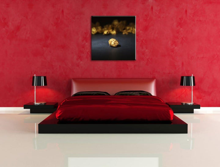 Pixxprint Goldnugget, Format: 70x70 auf Leinwand, XXL riesige Bilder fertig gerahmt mit Keilrahmen,