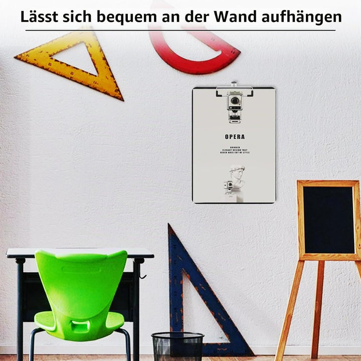 6 Stück Kunststoff Klemmbrett A4, Klemmbrett A4 Kunststoff Klemmbrettmappe mit Metalklemme und Aufhä