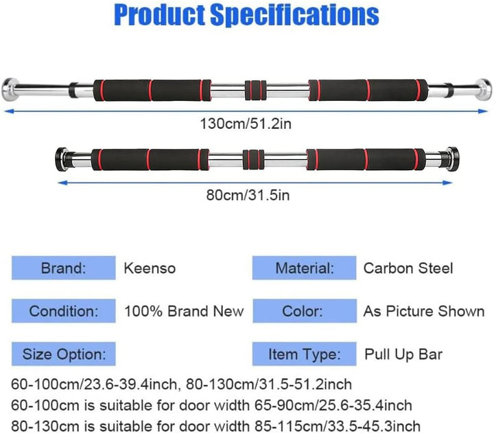 Klimmzugstange Tür | 80-130 cm | 150 kg | Türreck | Turnstange | Krafttraining | Pull Up Bar | Arm |