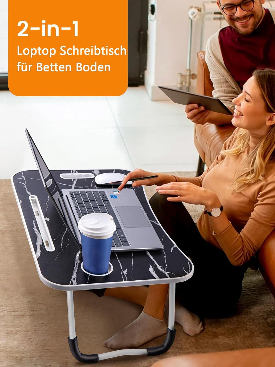 Youyijia Laptoptisch Betttablett Tablet-Ständer & Becherhalter – Laptop Tisch für Bett, Sofa & Boden