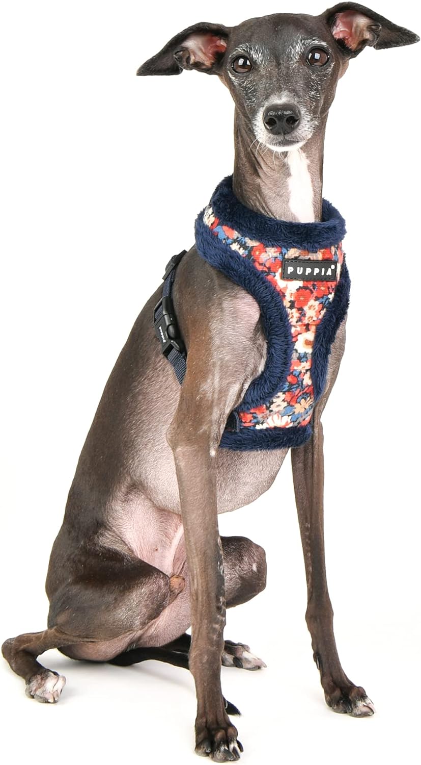 Puppia Gianni Hundegeschirr, Überziehgeschirr, warm, Winter, Blumenmuster, verstellbare Brust, für k