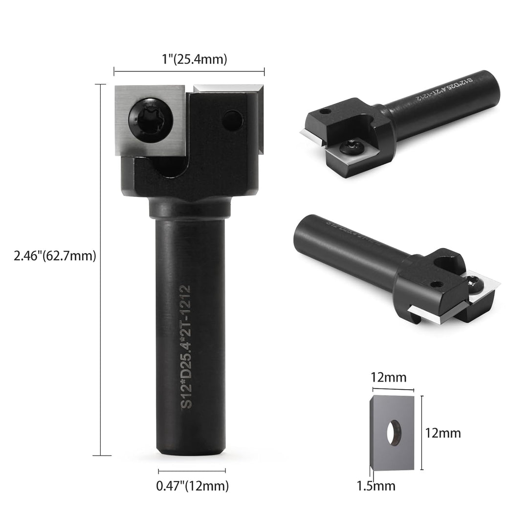 Trvoxviq 2 Flöten Planfräser 12mm Schaft 25.4mm Schnittdurchmesser Hobelfräser mit Wendeplatten Plan