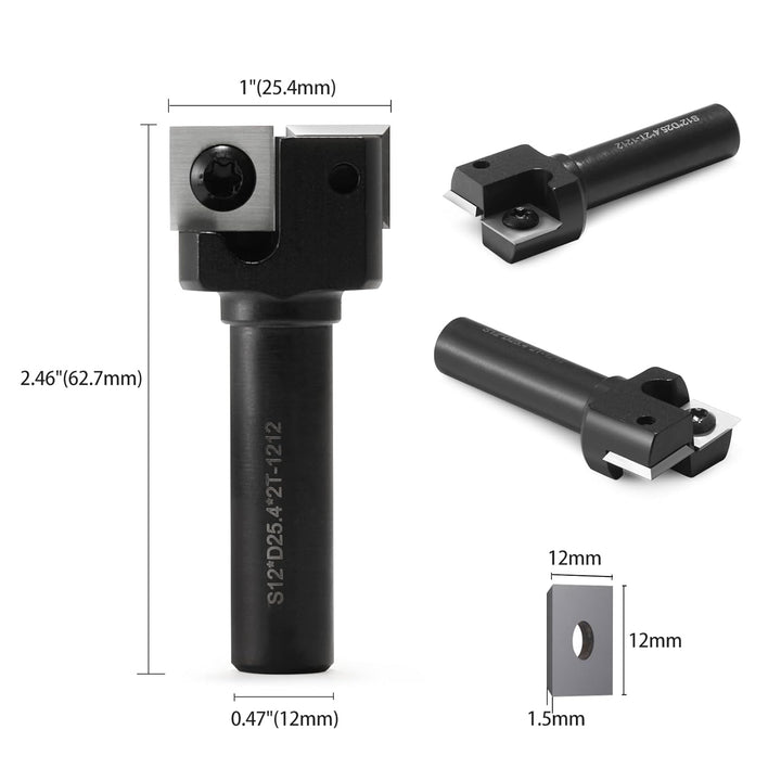 Trvoxviq 2 Flöten Planfräser 12mm Schaft 25.4mm Schnittdurchmesser Hobelfräser mit Wendeplatten Plan
