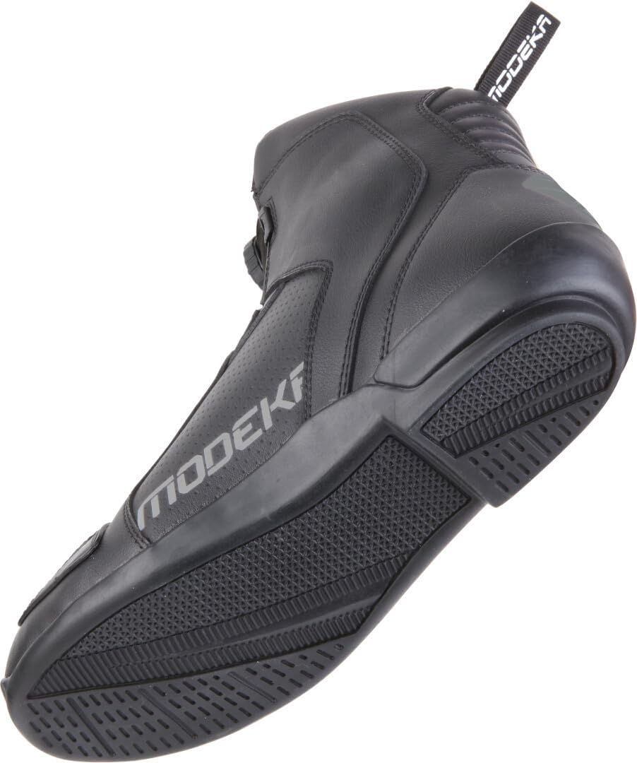 Modeka Motorradschuhe YKO sportliche Motorradstiefel schwarz mit Drehverschluss, 44 EU 44 EU Schwarz
