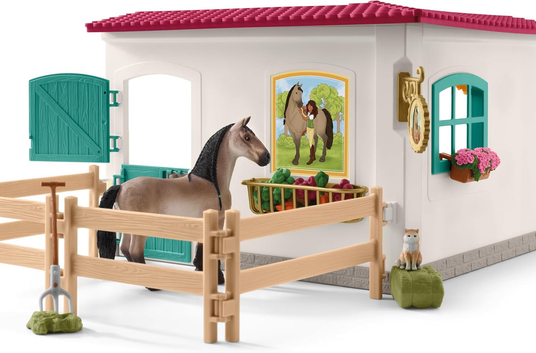 schleich 42591 HORSE CLUB Sattelkammer, 85 Teile Spielset mit schleich Pferde Figur, vollbeweglicher