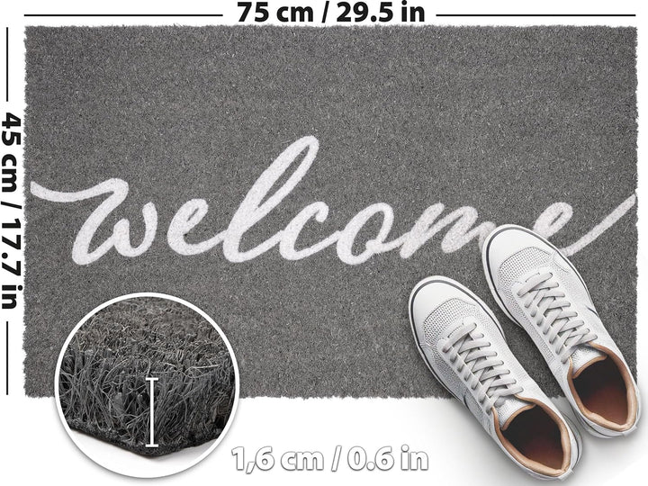 BRUBAKER Fussmatte für Aussen und Innen - Welcome - 45 x 75 cm Schmutzfangmatte aus 100% Kokos - Ant