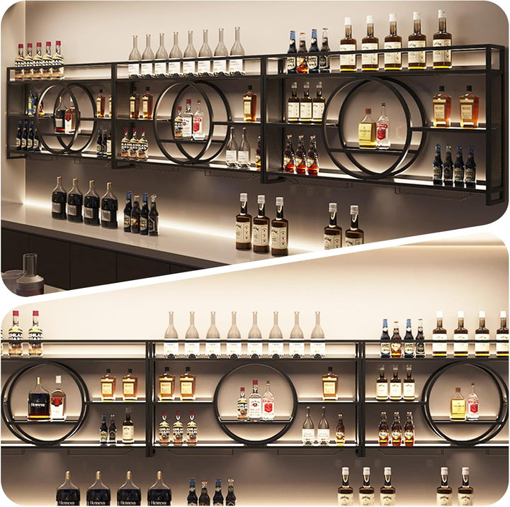 Generisch Modernes Weinregal Wand aus Metall, Bar Regal mit Glasregal, Wandmontage Wine Display-Stän