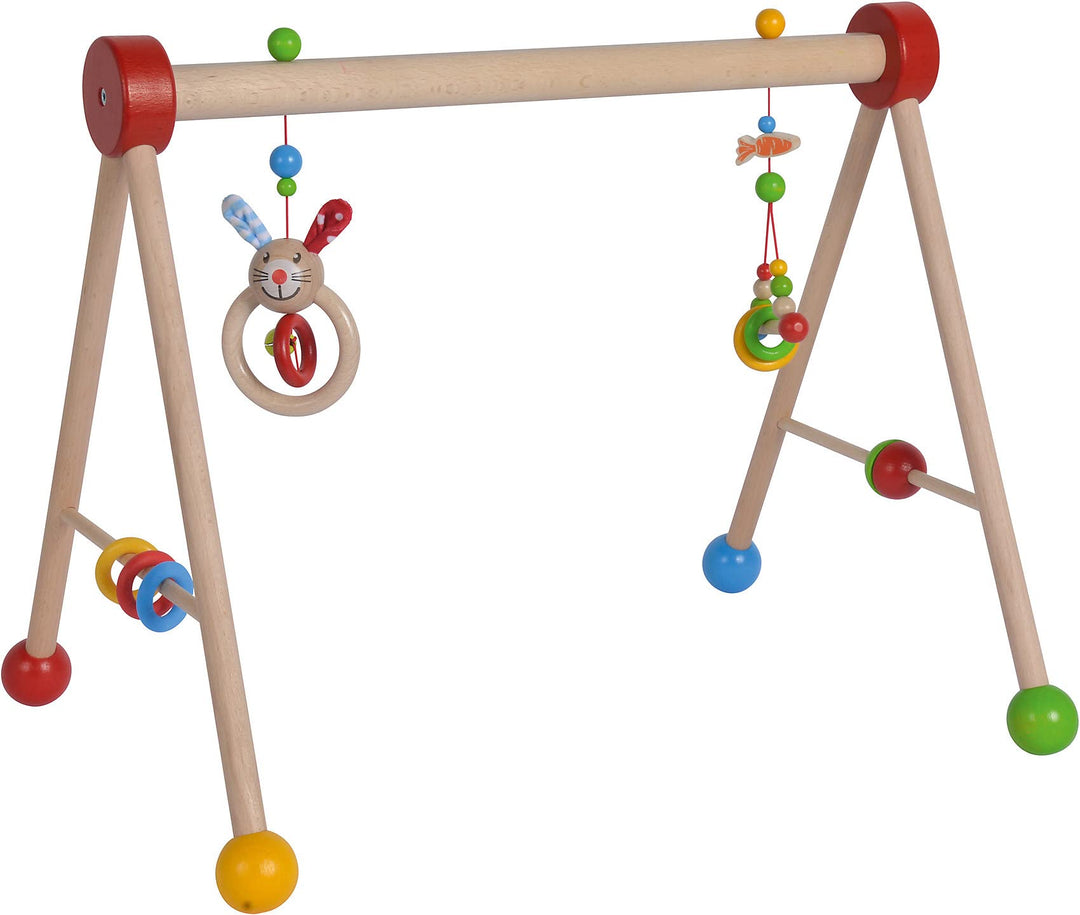 Eichhorn, Baby Gym, mit Spiel und Greiffunktion, Spieltrapez mit farbigen Hängeelementen und Holzkug