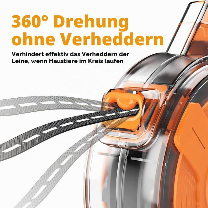 Hundeleine 4m, 360° verwicklungsfreie Ausziehbar Rollleine mit Reflektierendes Band, Ausziehleine mi
