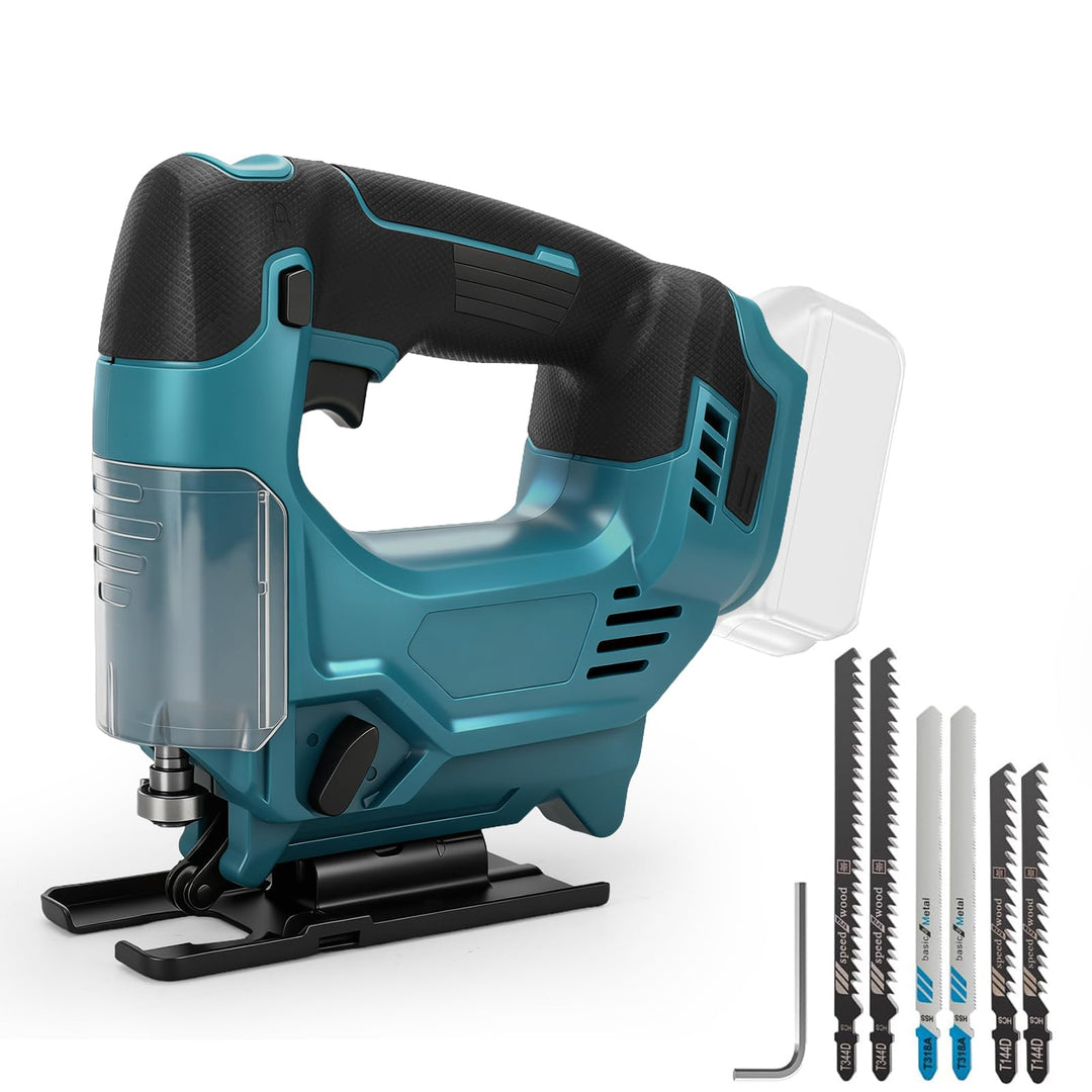 Stichsäge Kompatibel mit Makita 18V Akkus, Bürstenlose Pendelhub Stichsäge, 26 mm Hubhöhe 45° Schräg