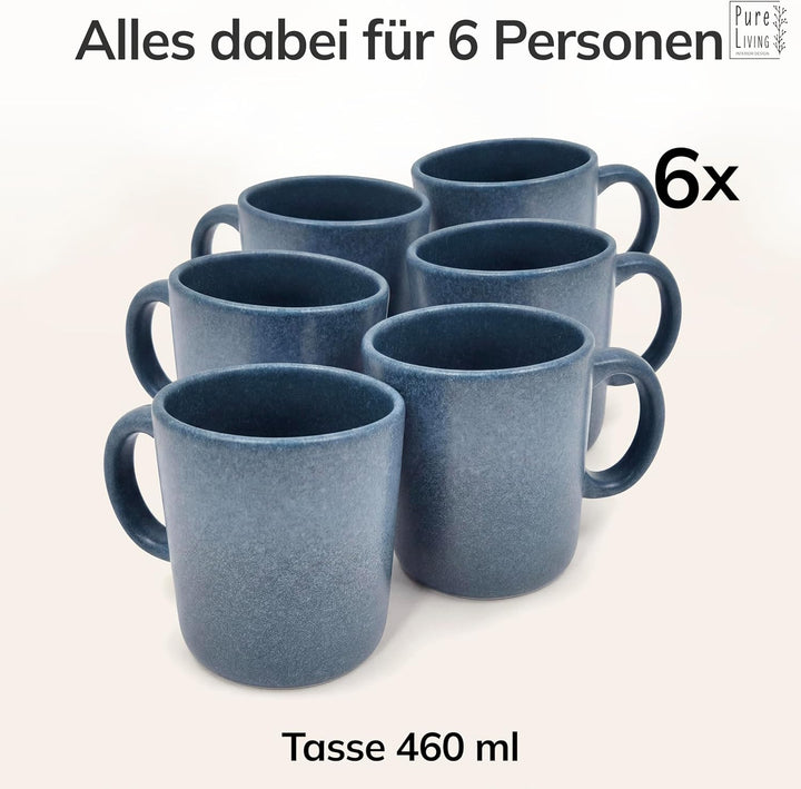 Steingut Kaffeetassen 6 Pers. Hochwertiges Urban Style TEST SEHR GUT Tassen Set, Spülmaschinen-, Mik