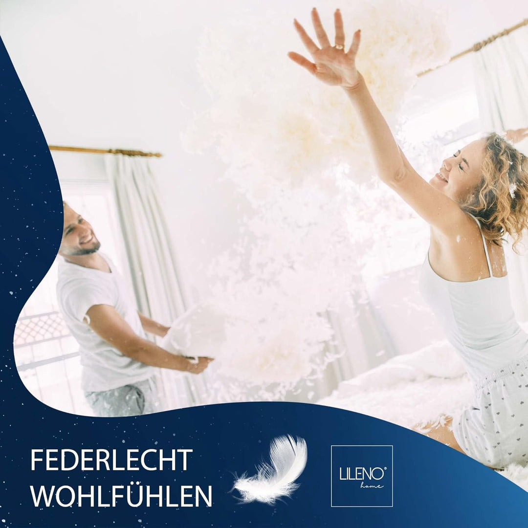 LILENO HOME Federkissen 80x80 cm [1er Set] - Kissen 80 x 80 cm aus Federn als Kopfkissen, Schlafkiss