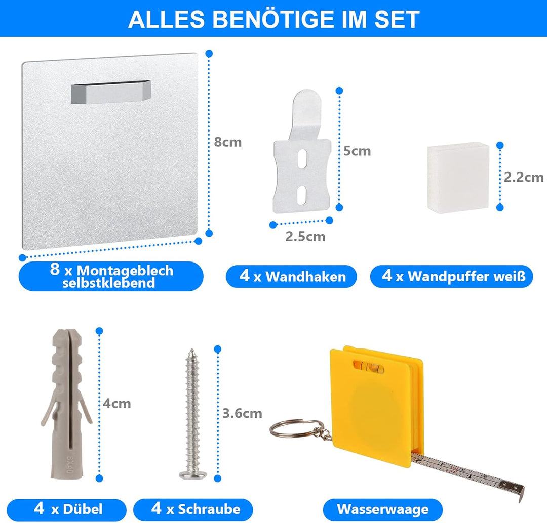 Alu Dibond und Acrylglas Aufhängung, selbstklebende Bildaufhängung spiegelhalterung - Befestigungsse