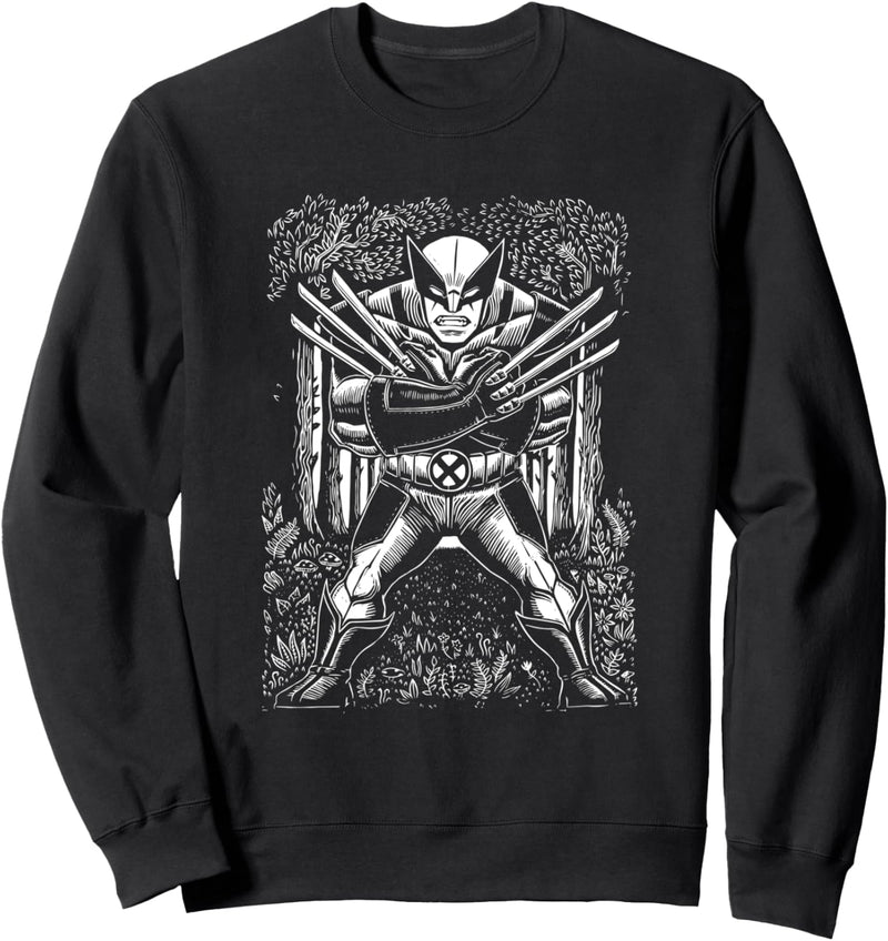 Marvel Wolverine Logan Linocut Black Sweatshirt