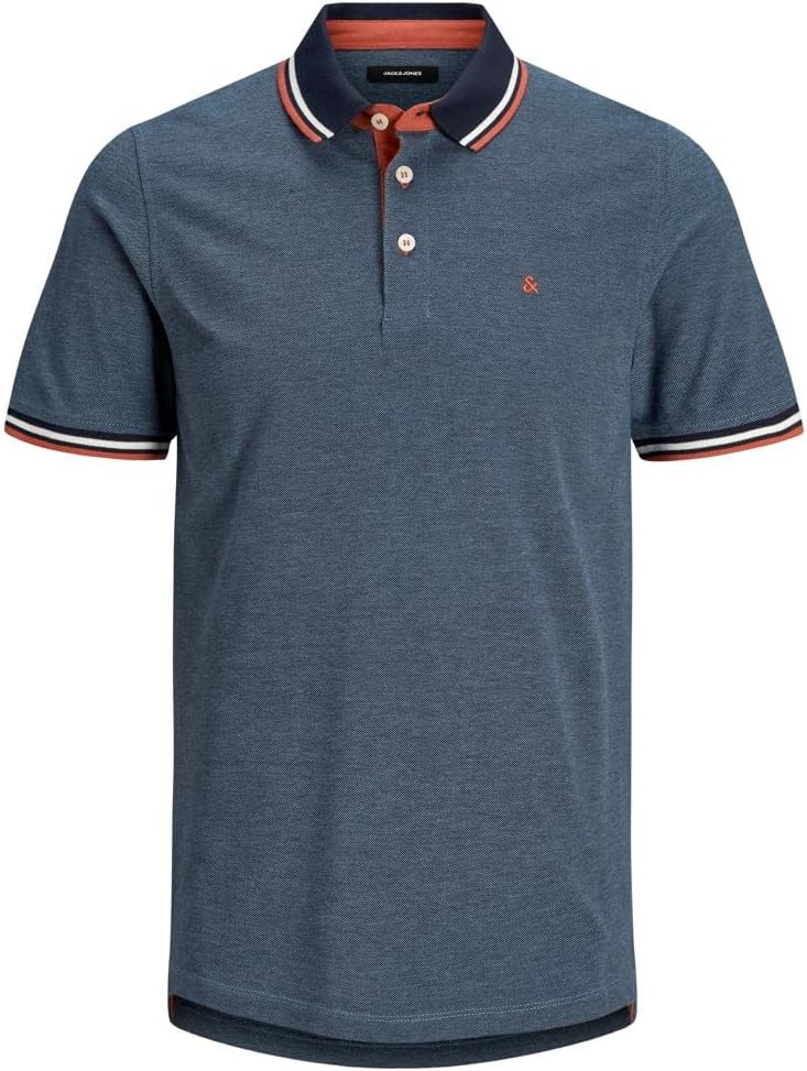 JACK & JONES Herren Slim Fit Polo Shirt JJEPAULOS Uni Sommer Hemd Kragen Kurz Arm Basic Pique Cotton
