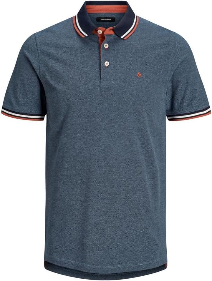 JACK & JONES Herren Slim Fit Polo Shirt JJEPAULOS Uni Sommer Hemd Kragen Kurz Arm Basic Pique Cotton