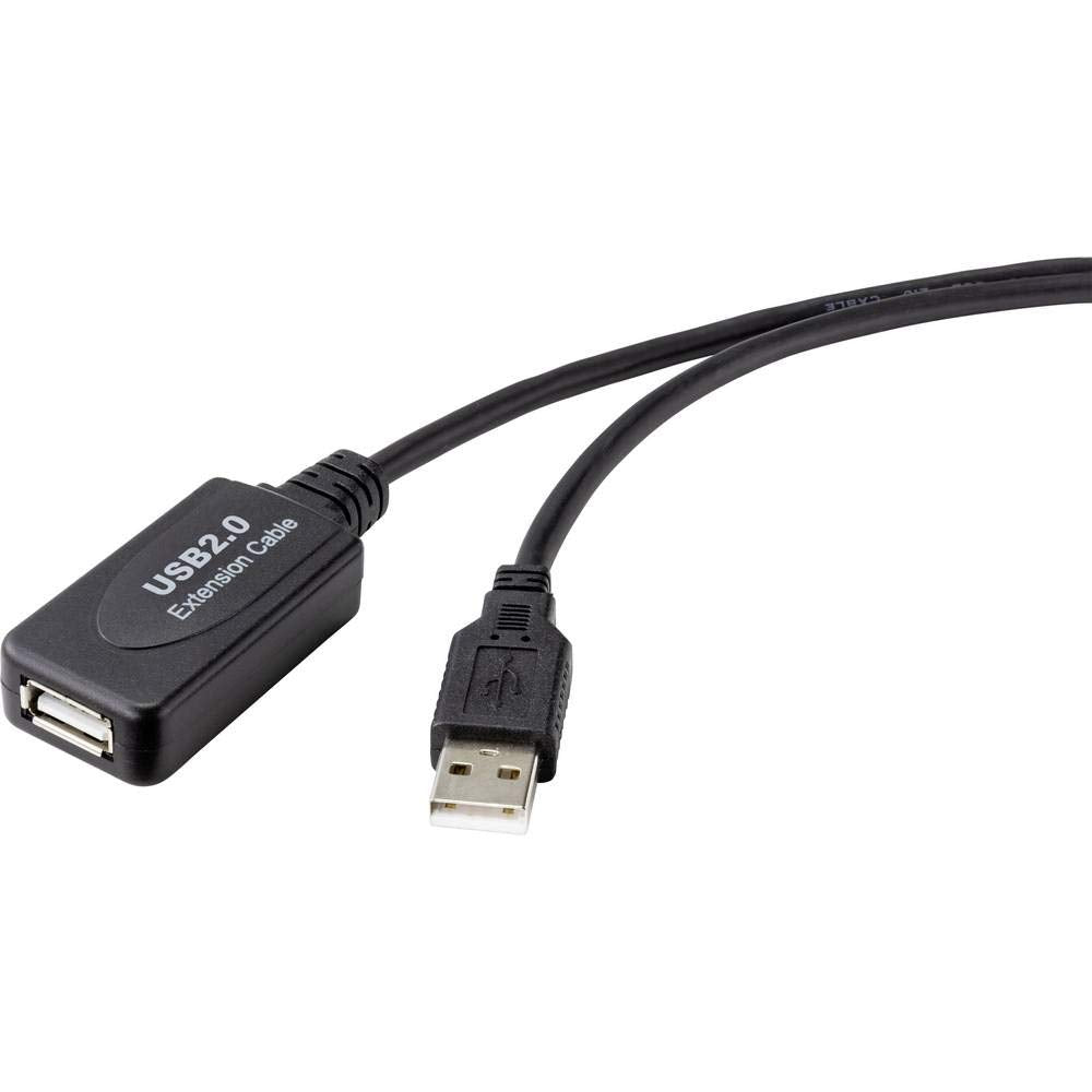 Renkforce USB-Kabel USB 2.0 USB-A Stecker, USB-A Buchse 20.00 m Schwarz Aktiv mit Signalverstärkung