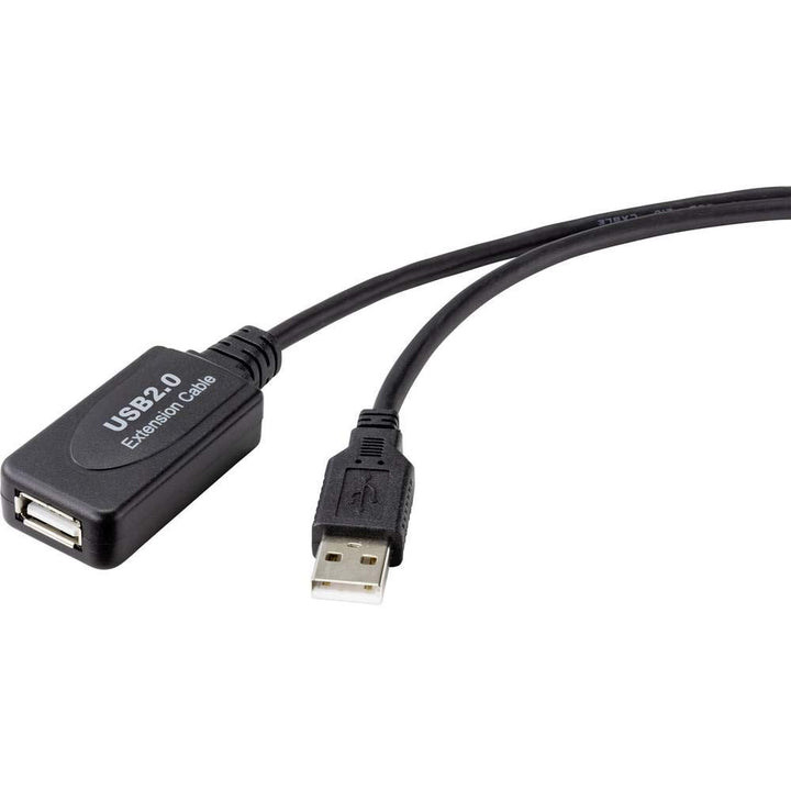 Renkforce USB-Kabel USB 2.0 USB-A Stecker, USB-A Buchse 20.00 m Schwarz Aktiv mit Signalverstärkung