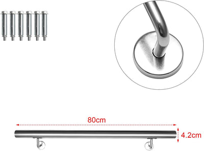 Vigevee Edelstahl Handlauf 80 cm, Treppengeländer Geländer Wandhandlauf Wand Treppe mit Wandhalterun