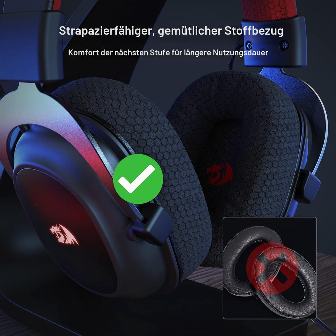 Redragon H510 Zeus-X RGB Kabelloses Gaming-Headset – 7.1 Surround Sound – 53 mm Audio-Treiber-Ohrpol