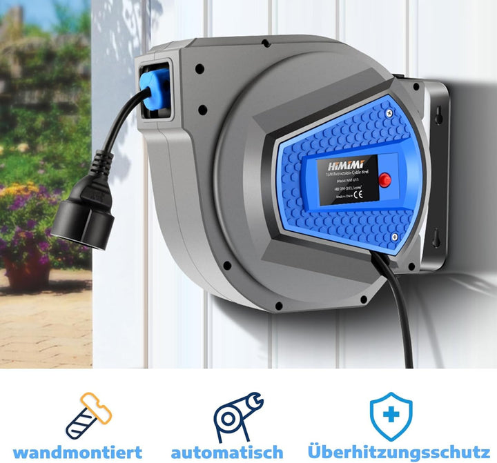 Himimi Automatik Kabeltrommel | 180° Wand Und Decke Montierte Einziehbare Stromtrommel | Geeignet fü