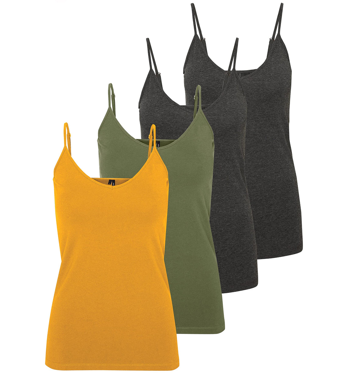 VERO MODA Damen Vmmaxi My Soft V Singlet Noos Top S Mehrfarbig (2x Dark Grey Melange, 1x Dusty Olive