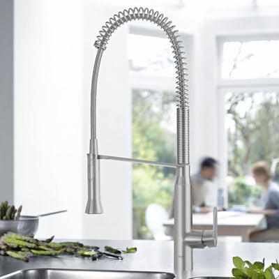 GROHE K7 Küchenarmatur, hoher Auslauf, Profibrause, SuperSteel 32950DC0 Edelstahl Large Rundes Desig